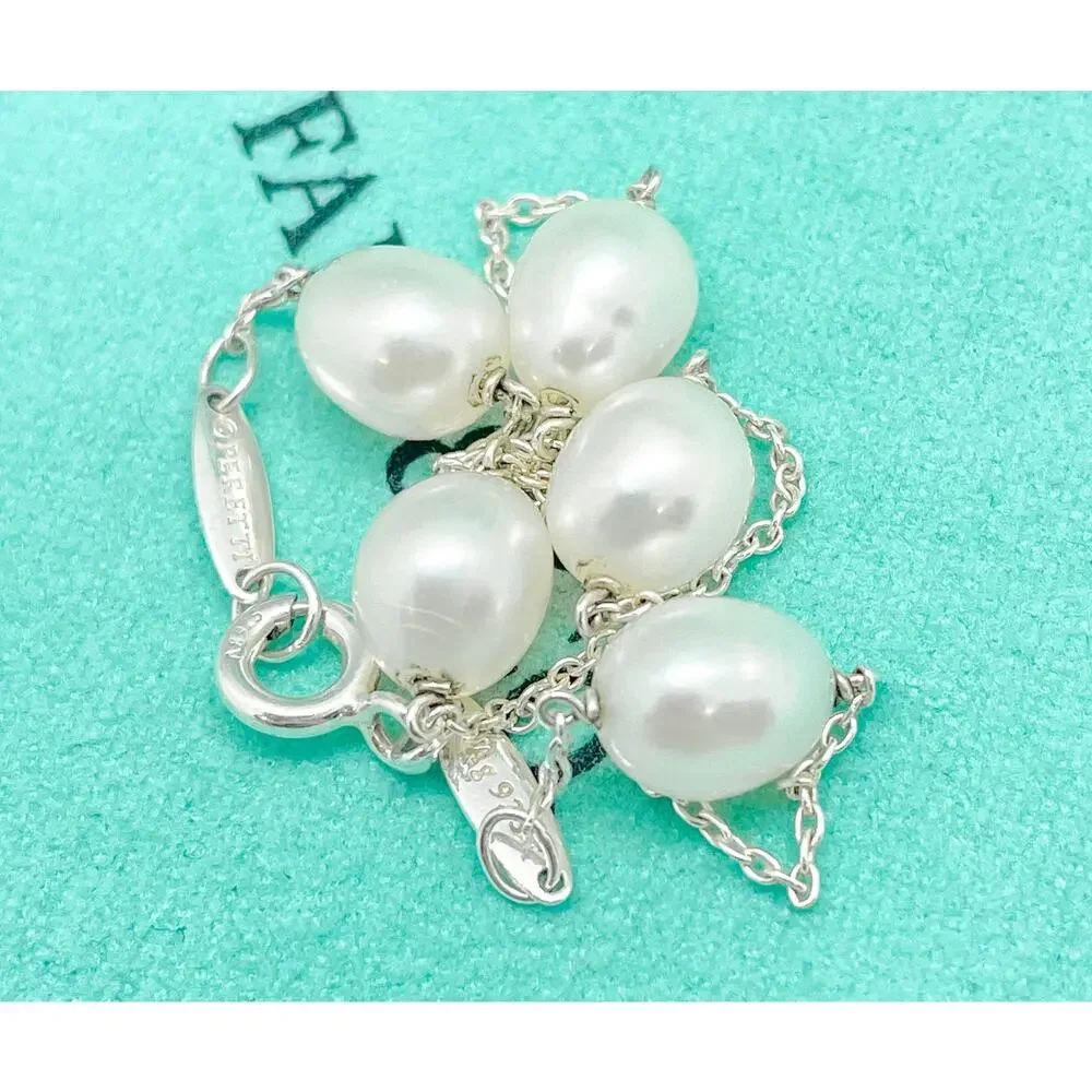 Tiffany & Co. Elsa Peretti 6-6.5mm Pearls by the Yard Bracelet Silver 7.75